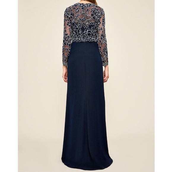 NWT Embroidered Crepe Gown